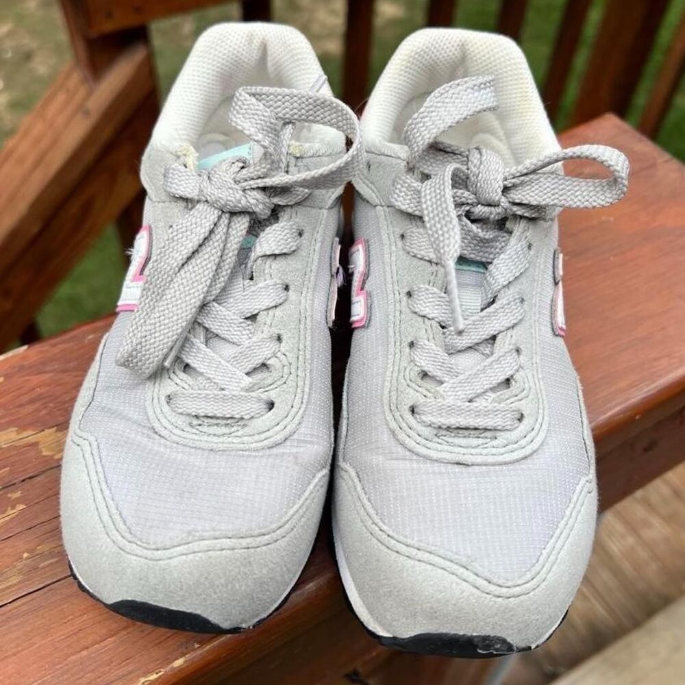 New Balance 515 Youth 12 Grey Pink Girls Running Jog School Sneakers Shoes